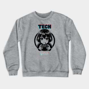 tech glitch anime girl Crewneck Sweatshirt